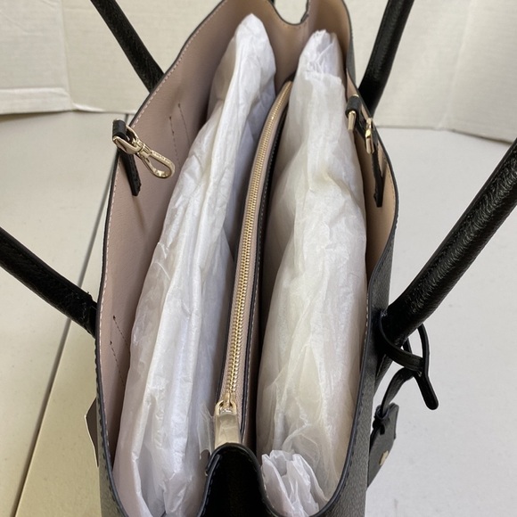 BNWT Kate Spade Eva Refined Black Leather Triple Compartment Tote - Picture 9 of 12